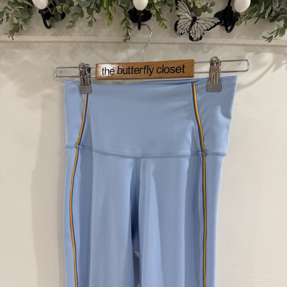 Nike Baby Blue Dri Fit Leggings With Yellow Pipping Small Athletic Athlesiure D5 - Picture 5 of 6